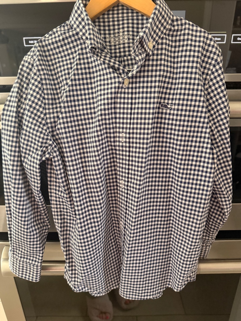 Vineyard Vines Navy and White Gingham Button-Down Shirt
